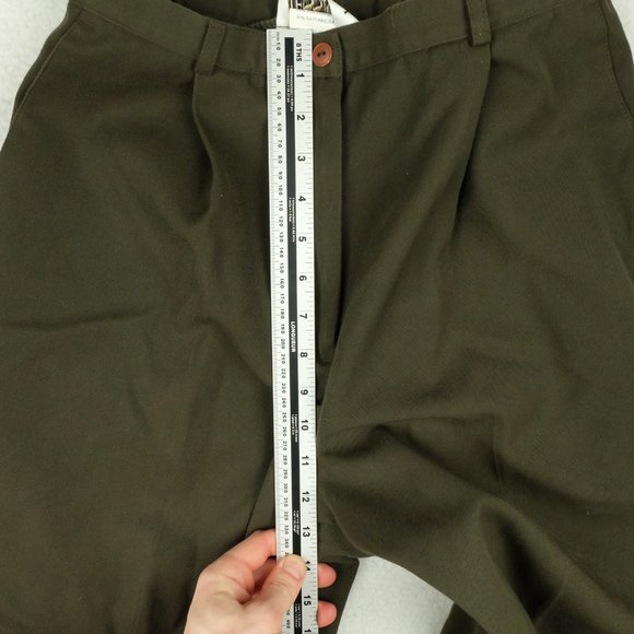 Vintage Womens Trousers 10 Olive Green Pants High Rise Cropped Pockets 70s 80s - Picture 8 of 11